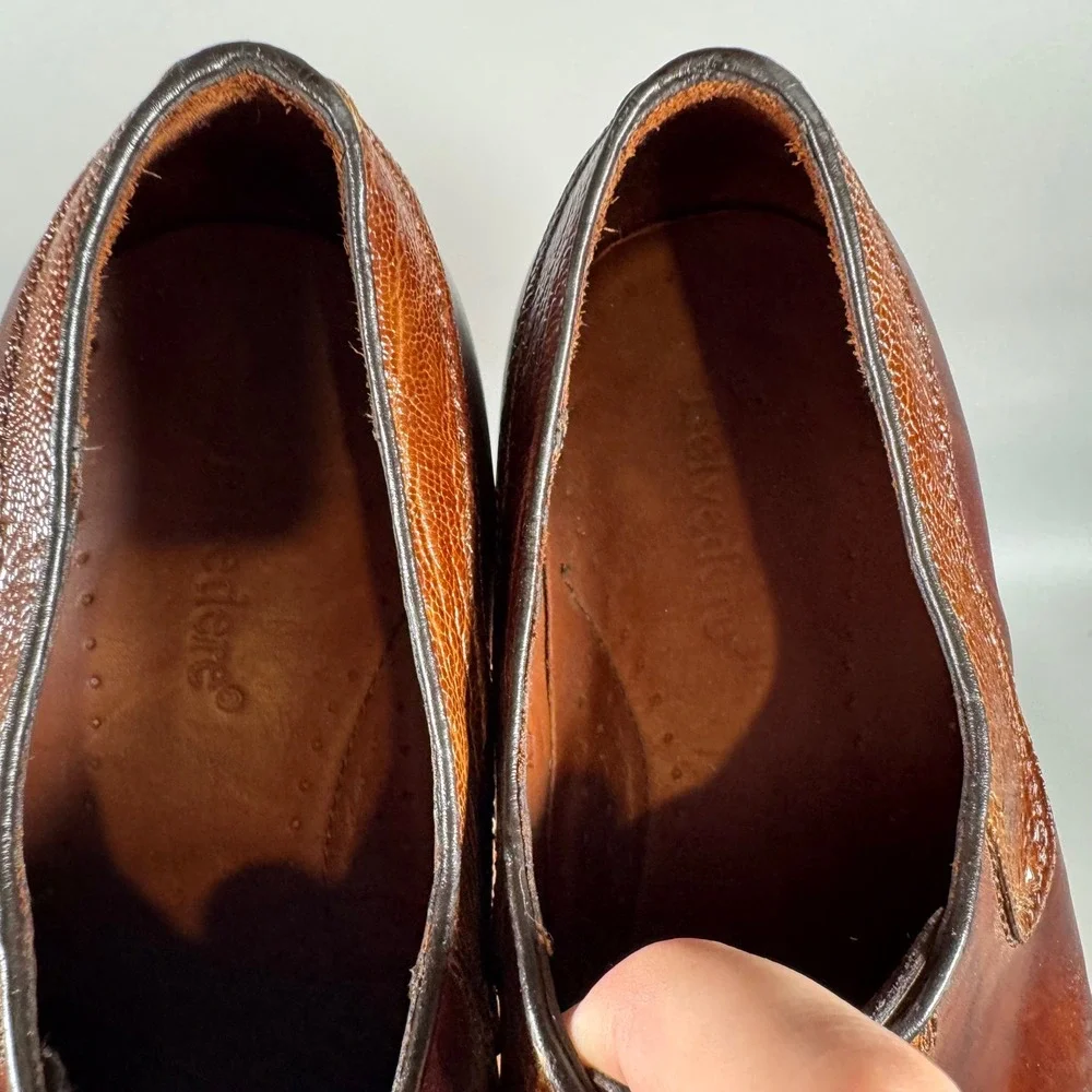 Belvedere Mens Brown Genuine Ostrich Leg Leather Hand Made Oxfords Size 13